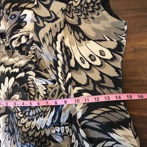 London Times Women's Metallic Peacock Print Cascading Ruffle Midi Dress Size 8‎ - Picture 10 of 11